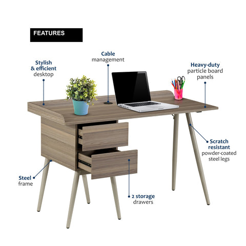 Urban Designs Wood Patterns Laminated Computer Desk with Drawers