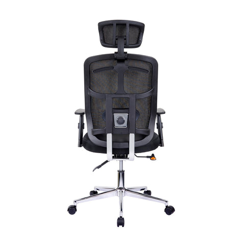Urban Designs Chrome Base High-Back Lumbar Support Mesh Office Chair - Black
