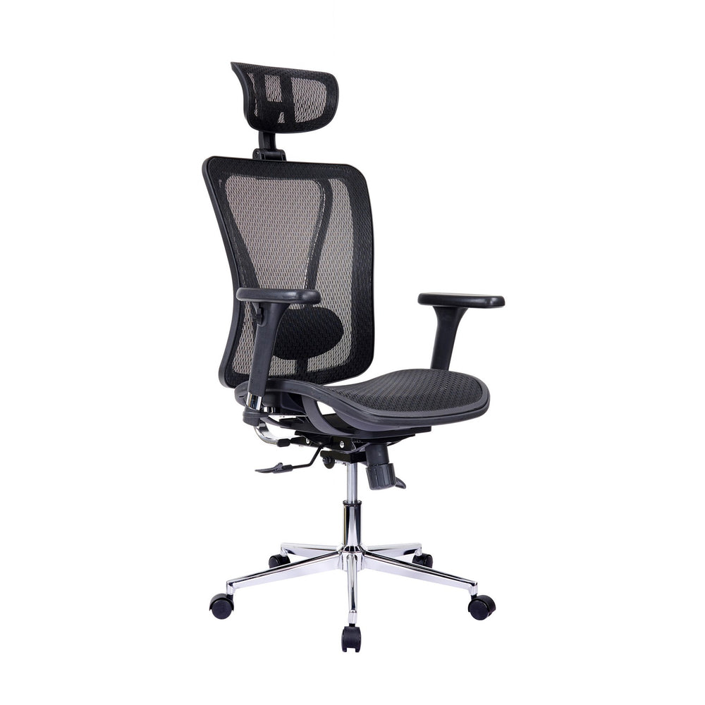 Urban Designs High-Back Lumbar Support Mesh Office Chair With Headrest - Black