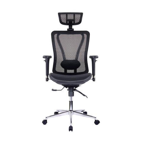 Urban Designs High-Back Lumbar Support Mesh Office Chair With Headrest - Black