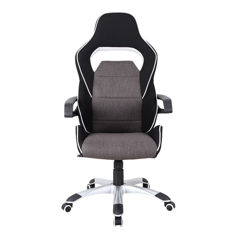 Urban Designs Ergonomic Upholstered Racing Style Home Office Chair - Grey Black