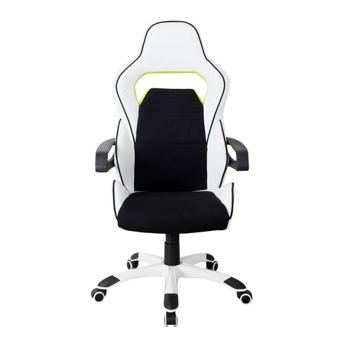 Urban Designs Ergonomic Upholstered Racing Style Home Office Chair - White Black