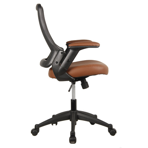 Techni Mobili Mid-Back Mesh Task Office Chair with Height Adjustable Arms - Brown