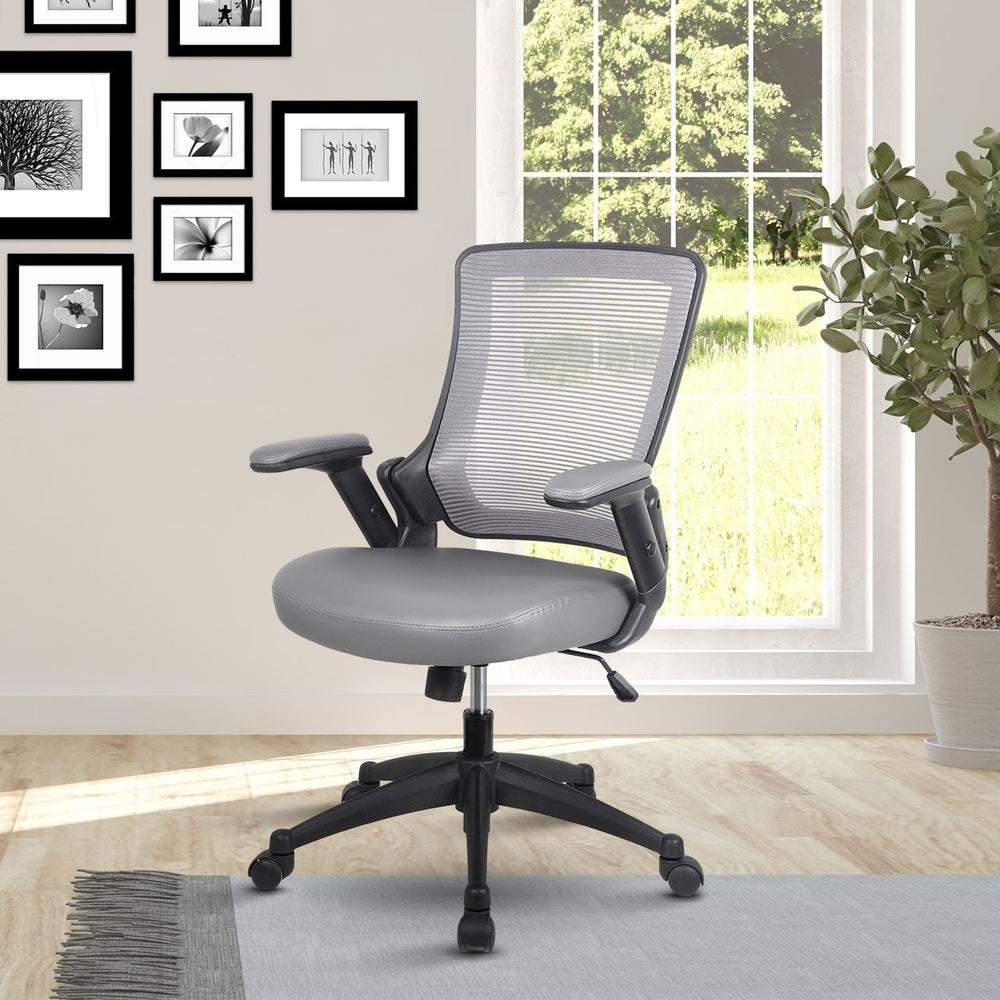 Techni Mobili Mid-Back Mesh Task Office Chair with Height Adjustable Arms - Gray