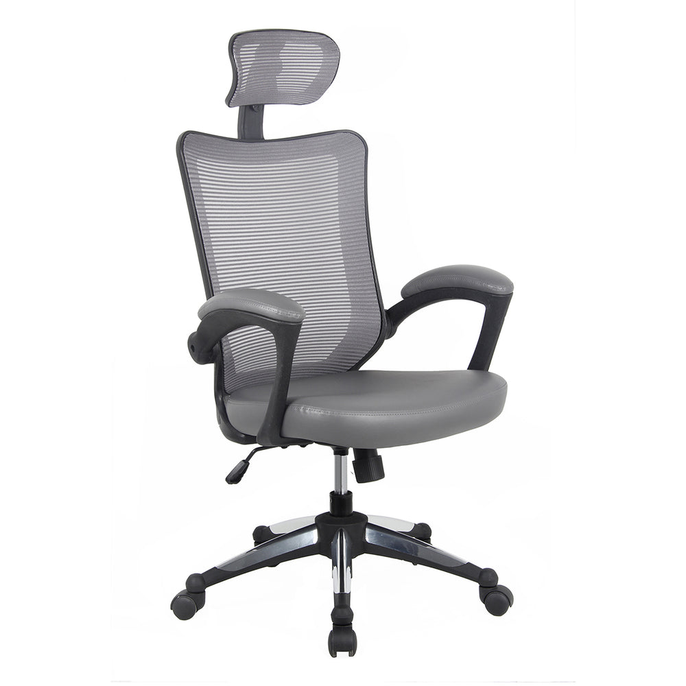 Techni Mobili High-Back Mesh Executive Office Chair With Headrest - Gray