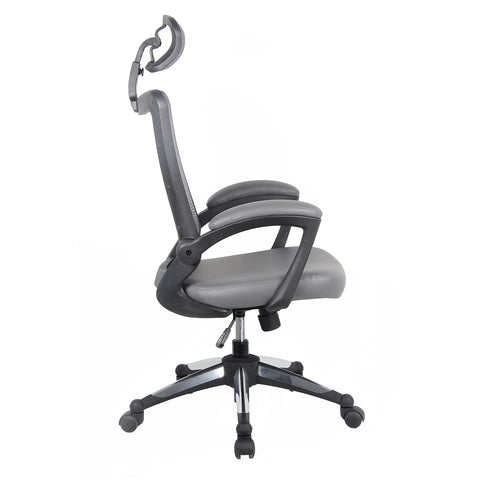 Techni Mobili High-Back Mesh Executive Office Chair With Headrest - Gray
