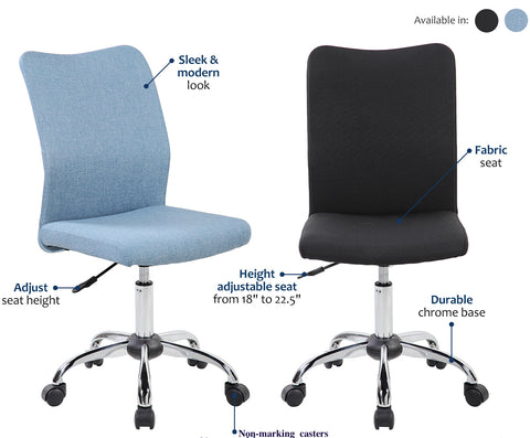 Modern Designs Armless Computer Task Chair - Black