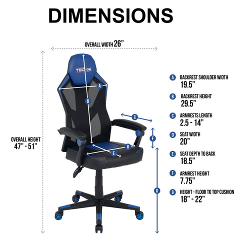 Urban Designs Ergonomic Mesh High Back Racer Style Video Gaming Chair