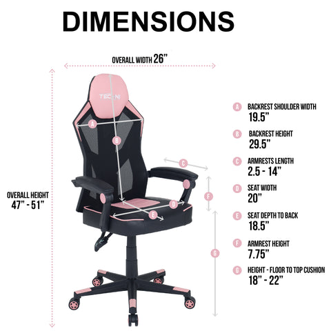 Urban Designs Ergonomic Mesh High Back Racer Style Video Gaming Chair