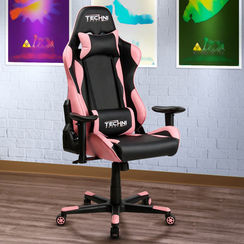 Urban Designs Ergonomic High Back Racer Style PC Gaming Chair - Pink