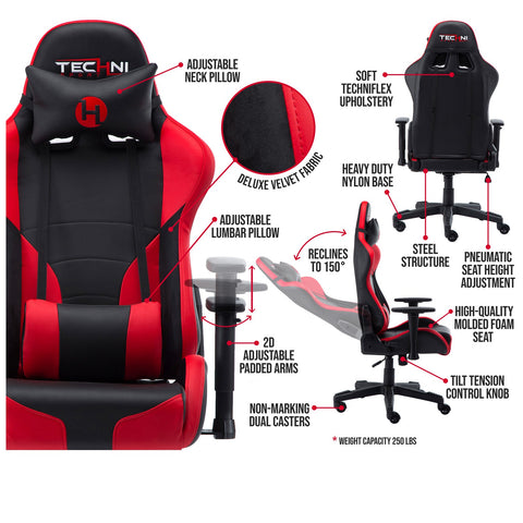 Urban Designs Black Red Combination High Racer Style Office-PC Gaming Chair