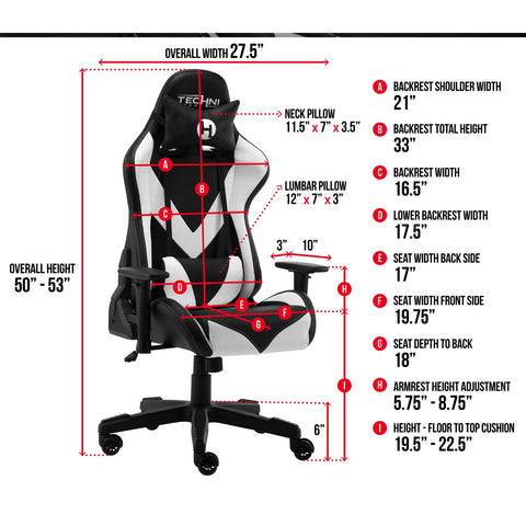 Urban Designs Two Tone High Back Racer Style Office-PC Gaming Chair