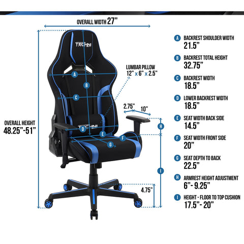 Urban Designs Upholstered Fabric Racer Style Office-PC Gaming Chair