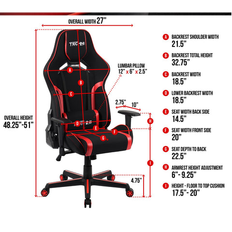 Urban Designs Upholstered Fabric Racer Style Office-PC Gaming Chair