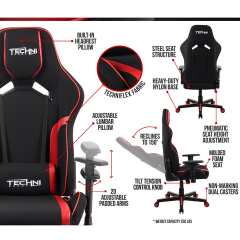 Urban Designs Upholstered Fabric Racer Style Office-PC Gaming Chair
