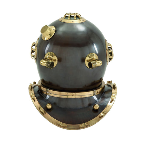 EcWorld Enterprises 7728215 Full Size Antique Reproduction U.S. Navy Mark V Brass Diving Helmet