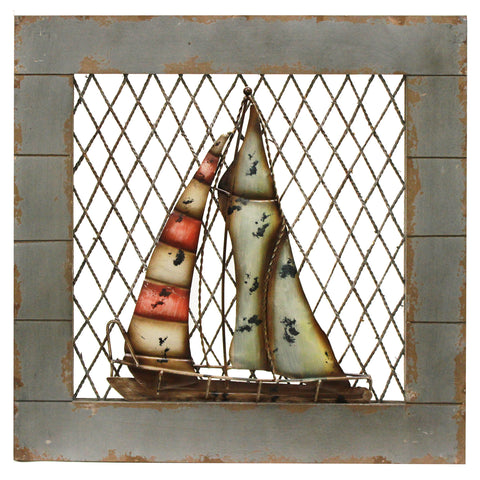 Urban Designs Handcrafted 2-Piece Set Artisan Wooden Wall Art - Nautical Boats