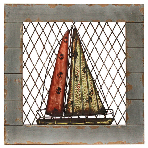 Urban Designs Handcrafted 2-Piece Set Artisan Wooden Wall Art - Nautical Boats
