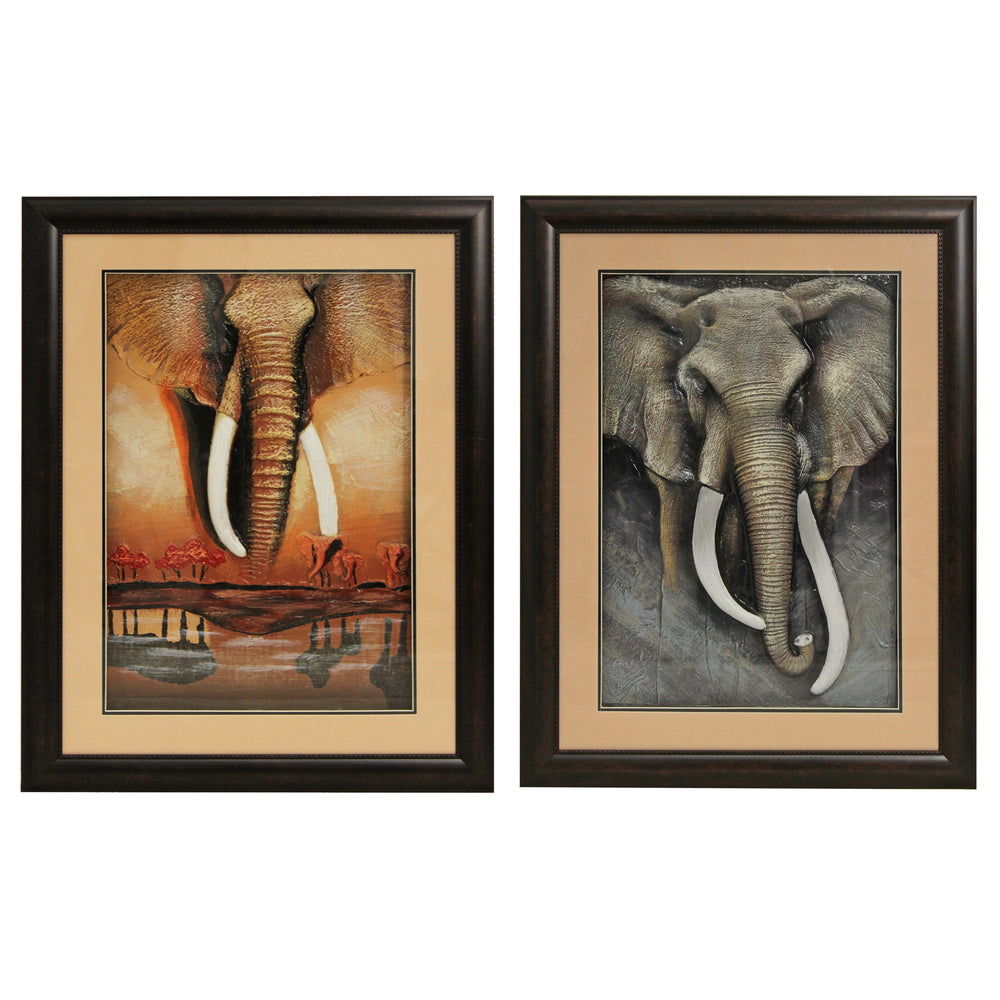 Urban Designs 2-Piece 3-D Set Artisan Wall Art - Grand African Elephants