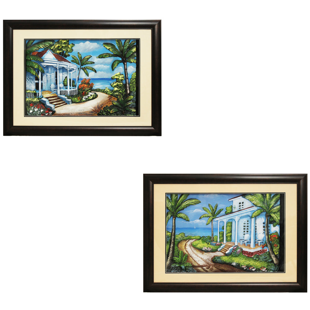 Urban Designs 2-Piece 3-D Set Artisan Wall Art - Tropical Beach House