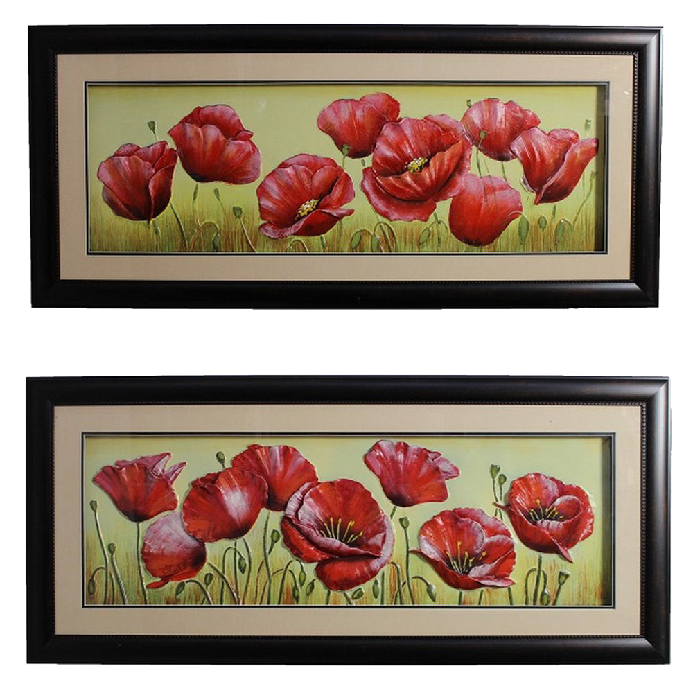 Urban Designs 2-Piece Set Artisan Wall Art - Red Poppy Field