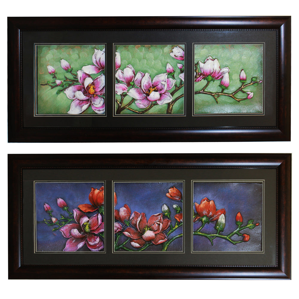 Urban Designs 2-Piece Set Artisan Wall Art - Morning Midnight Flowers