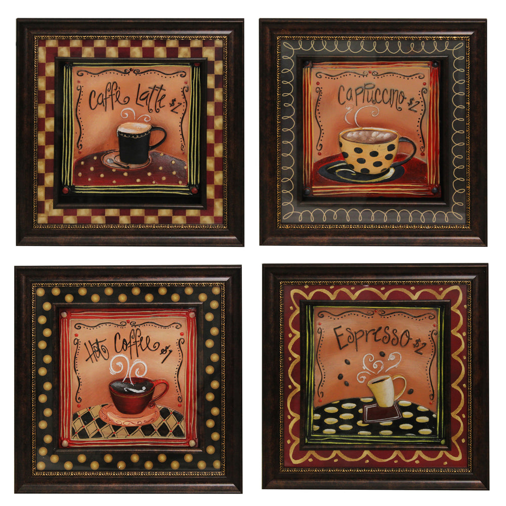 Urban Designs 4-Piece Set Artisan Metal Wall Art - Barista Coffee House