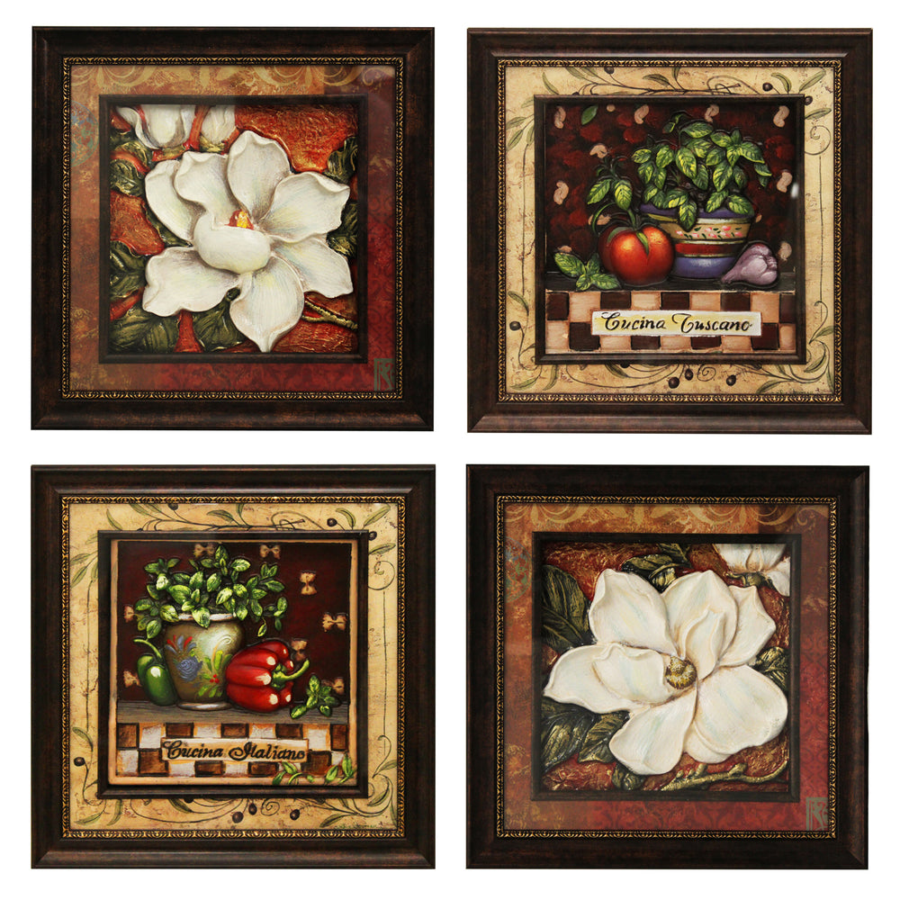 Urban Designs Handcrafted 4-Piece Set Artisan Metal Wall Art - Tuscan Kitchen