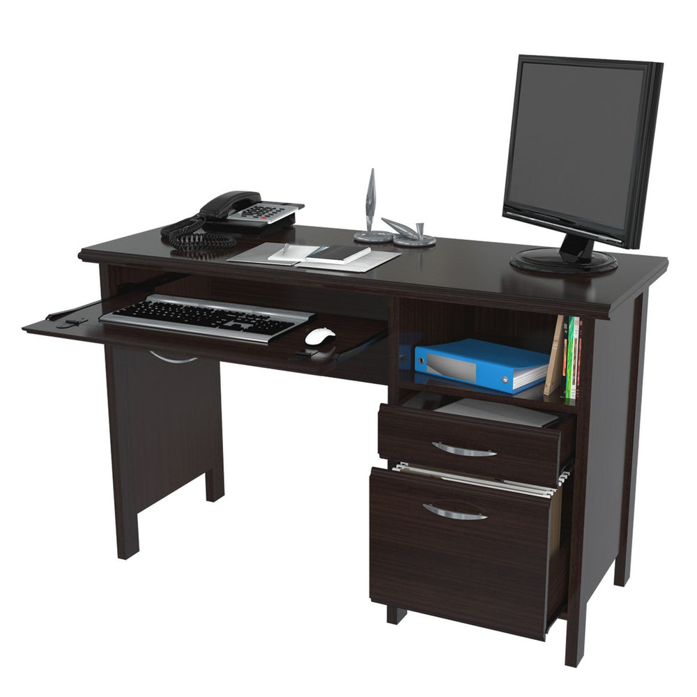 Inval Imported Wooden Computer Desk with Dual Storage Drawers - Espresso