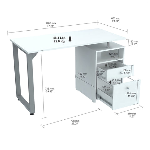 Inval Writing Desk - Laricina White