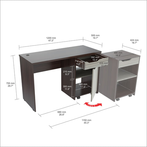 Inval Desk with Swing Out Storage - Laricina Mediterranean Blue