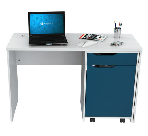 Inval Desk with Swing Out Storage - Laricina Mediterranean Blue
