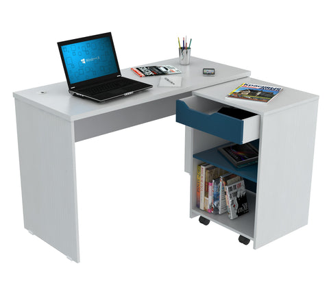 Inval Desk with Swing Out Storage - Laricina Mediterranean Blue