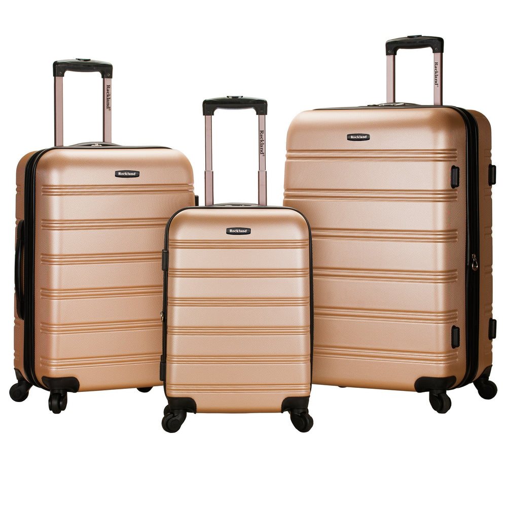 Rockland Melbourne 3-Piece Hardside 360-Degree Spinner Luggage Set - Champagne