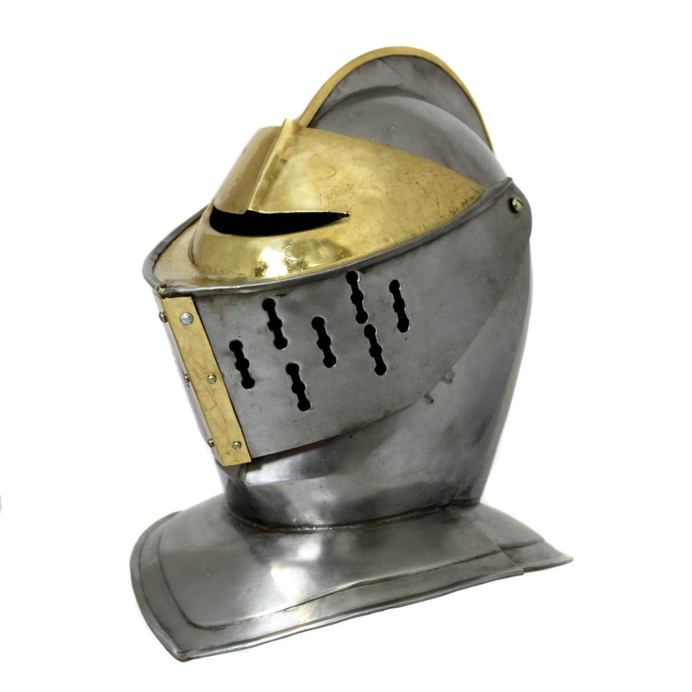 Urban Designs Antique Replica Medieval Early Renaissance Armored Gilded Knight Close Helmet