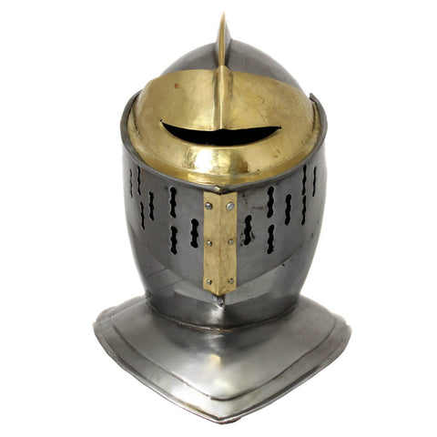 Urban Designs Antique Replica Medieval Early Renaissance Armored Gilded Knight Close Helmet