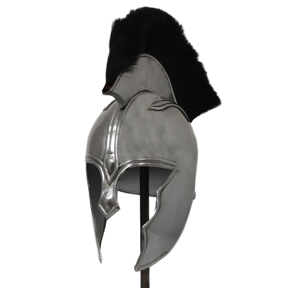 Antique Replica The Illiad Achilles Steel Armor Helmet - Black Plume