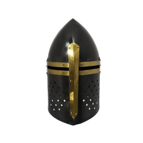 Urban Designs Antique Replica Medieval Sugarloaf Armor Helmet - Black and Gold