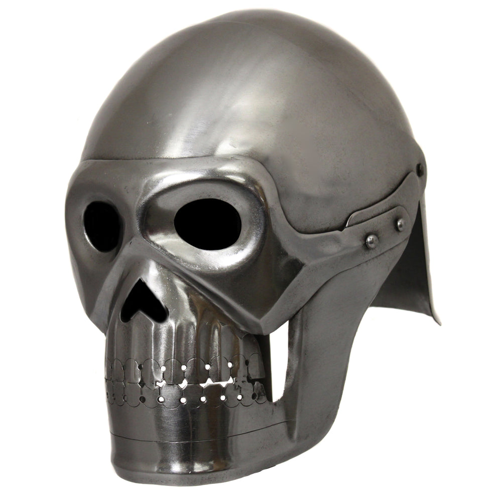 Handcrafted Fantasy Ghost Pirate Skeleton Battle Armor Helmet - Silver
