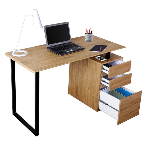 Modern Design Side Cabinet Compact Wooden Computer Desk - Pine
