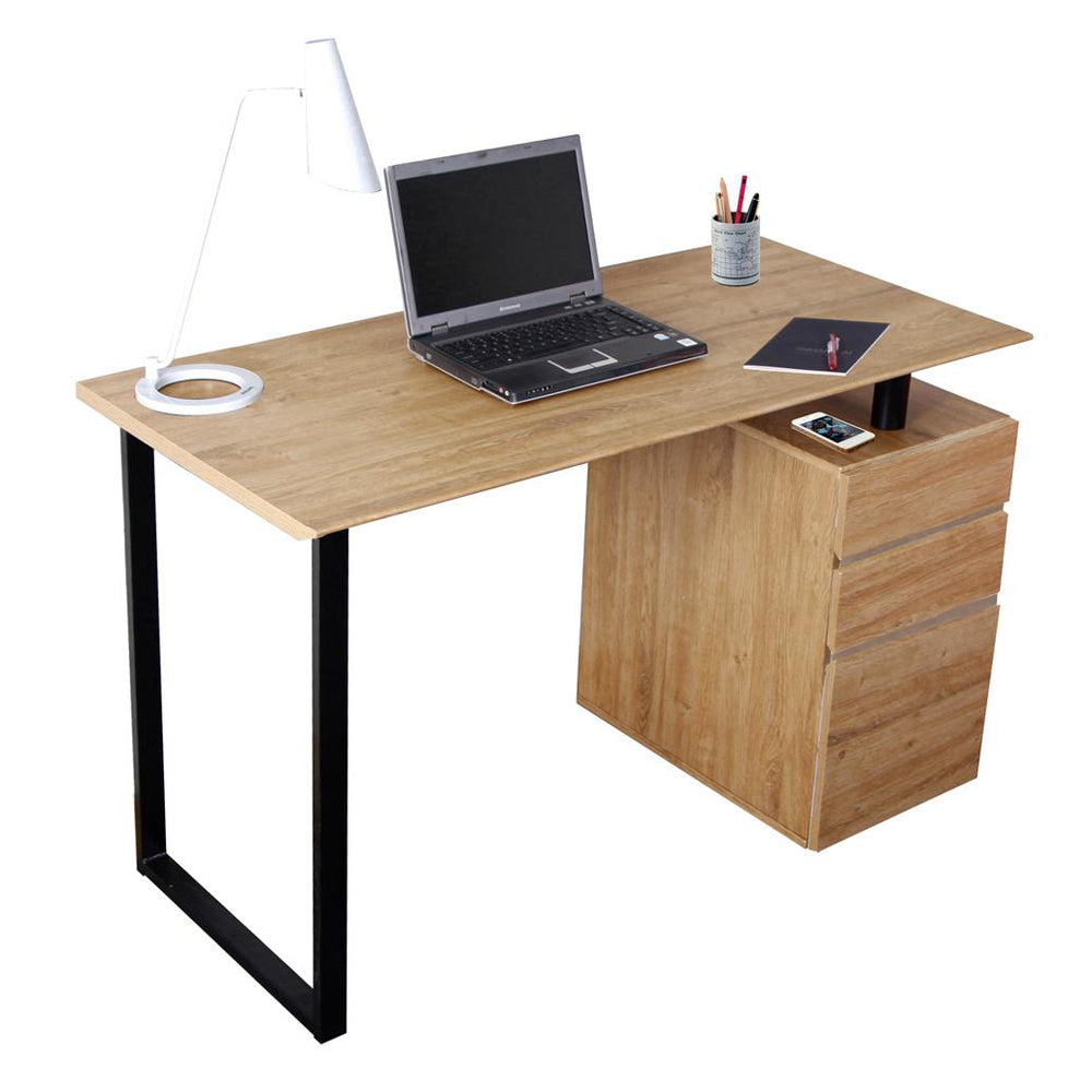 Modern Design Side Cabinet Compact Wooden Computer Desk - Pine