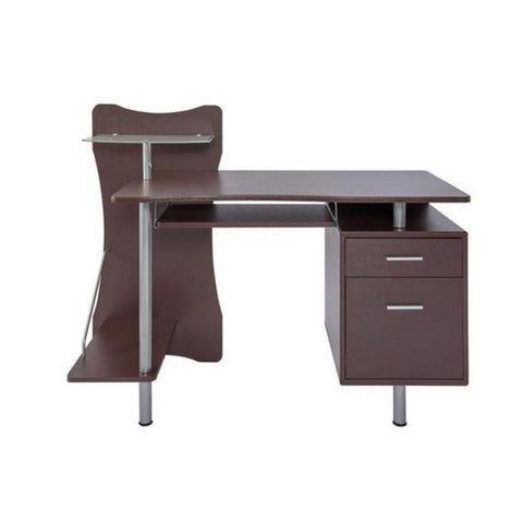 Deluxe Stylish Ergonomic Computer Desk with Two Drawer - Chocolate