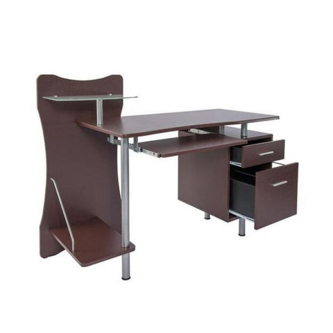 Deluxe Stylish Ergonomic Computer Desk with Two Drawer - Chocolate