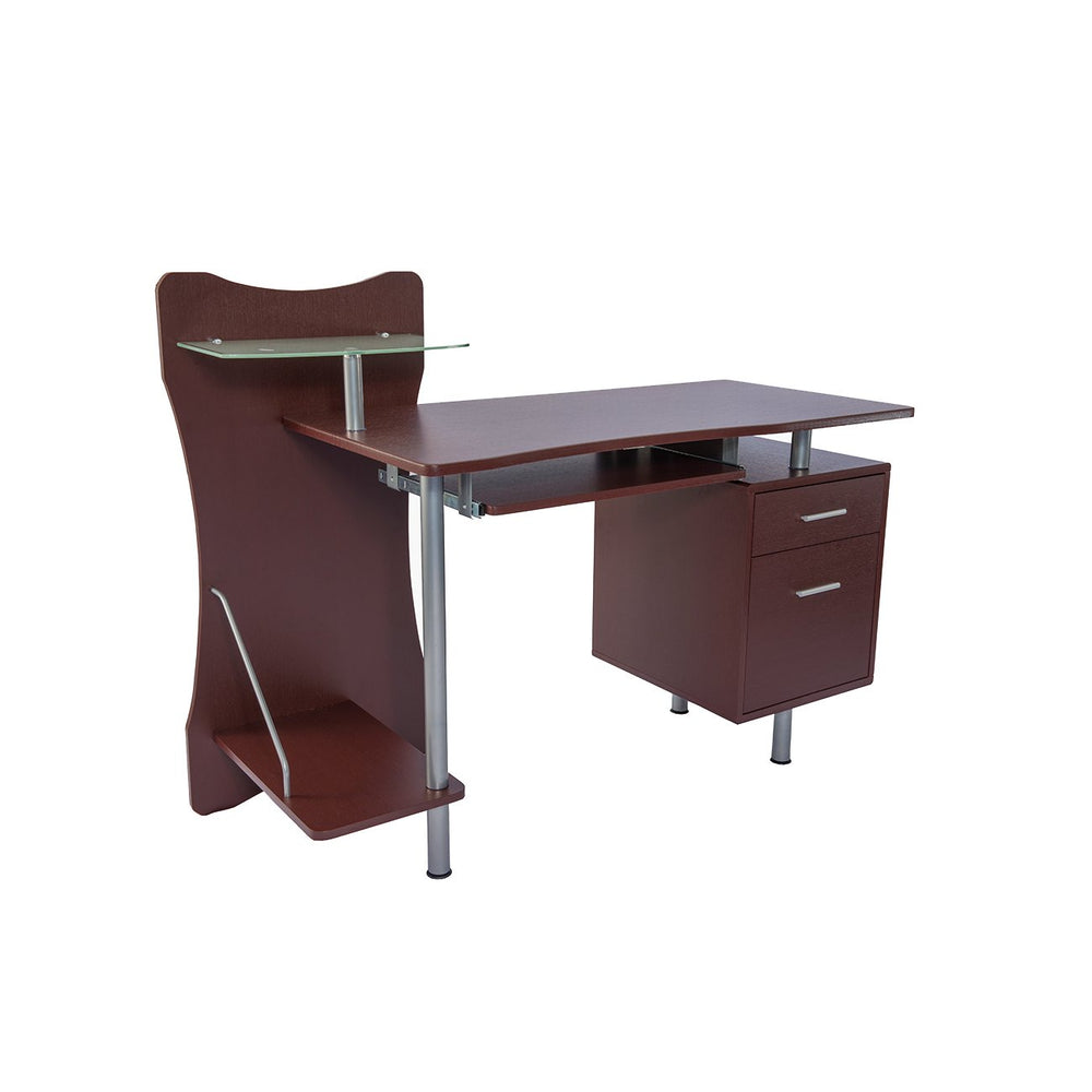 Deluxe Stylish Ergonomic Computer Desk with Two Drawer - Chocolate