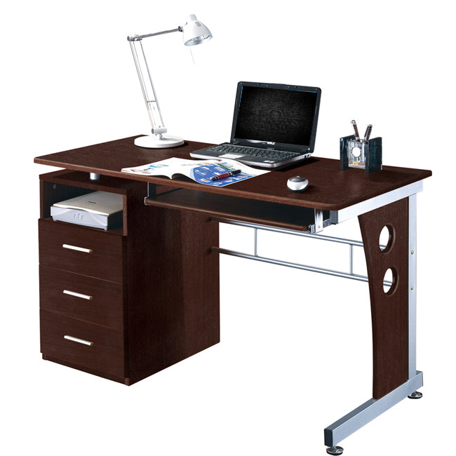Deluxe Ergonomic Side Cabinet Compact Multifunction Computer Desk - Chocolate