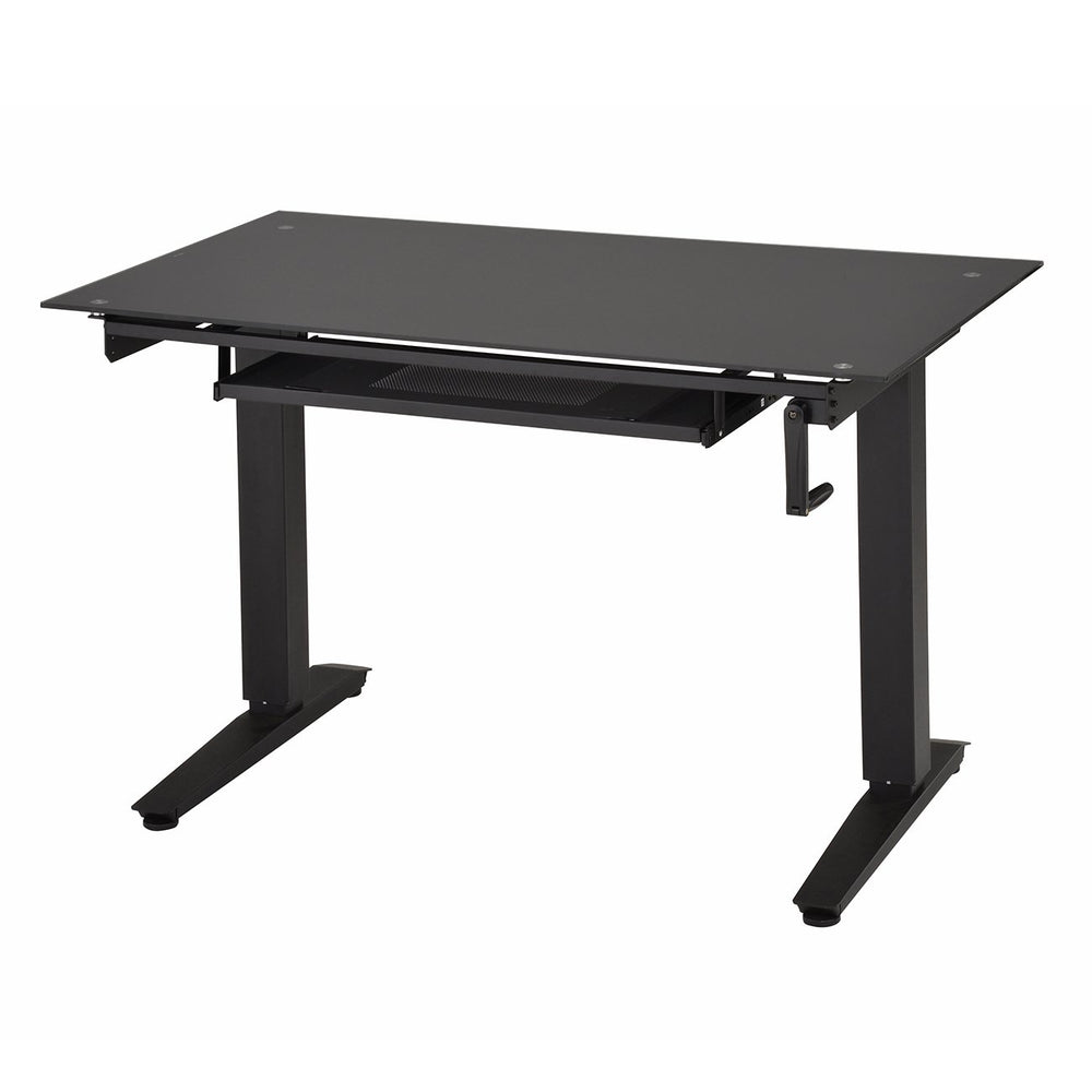 Deluxe Stylish Tempered Glass Top Height Adjustable Computer Desk