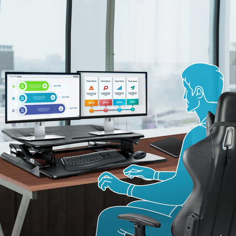 Ergonomic Stylish Height Adjustable Sit To Stand Desktop Raiser
