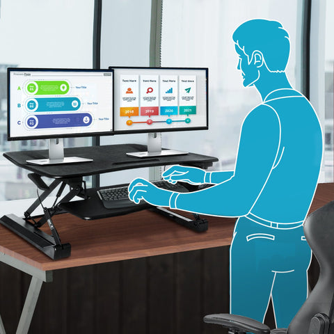 Ergonomic Stylish Height Adjustable Sit To Stand Desktop Raiser