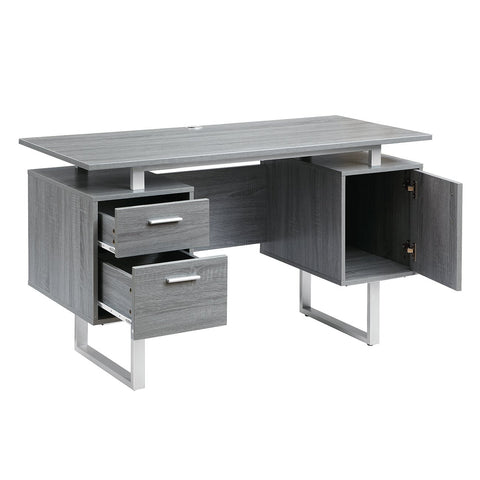 Deluxe Stylish Modern Grey Computer Desk with Storage