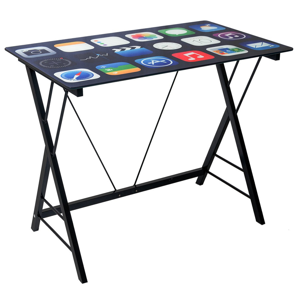 Stylish Tempered Glass Top Cell Phone Computer Desk